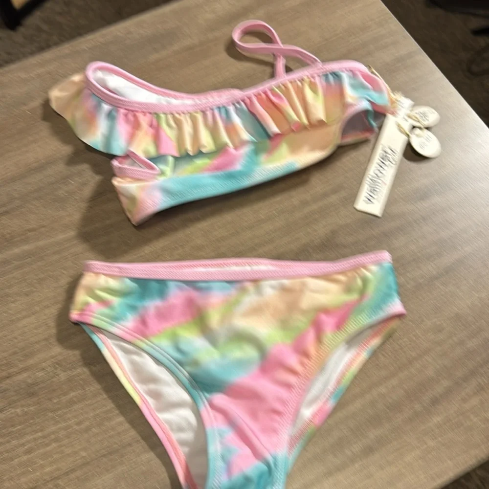 NWT swim bundle girls size 5 Colorful Swimsuit Set with Sunglasses‎ & a 2 piece
